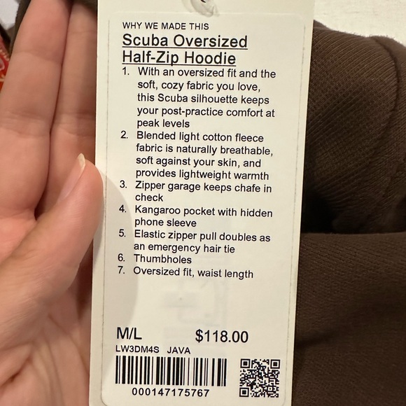 NWT Lululemon Scuba Half Zip Java - Picture 3 of 3